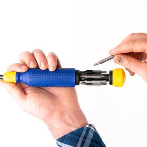 Steel, ABS and resin MegaPro 15-in-1 multi-bit screwdriver with bits stored... from ASI 61125 Hit Promotional Products / Hit®