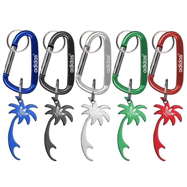 Coconut palm tree deluxe aluminum can and bottle opener with split... from ASI 74585 Nu Promo International / Nu Promo Line