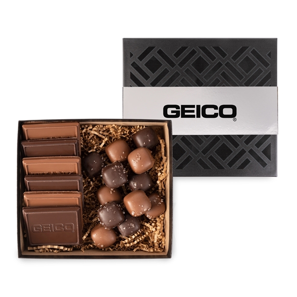 Chocolate Cookie and Confection Gift Box with Sea Salt Caramels... from ASI 44900 NC Custom (CI/Lanco) / Chocolate Inn