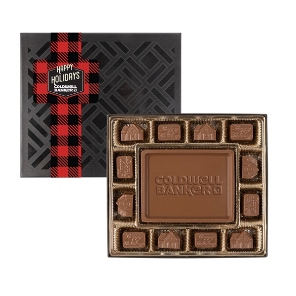 Custom Molded Chocolate Gift Box with Square Full Color Band... from ASI 44900 NC Custom (CI/Lanco) / Chocolate Inn