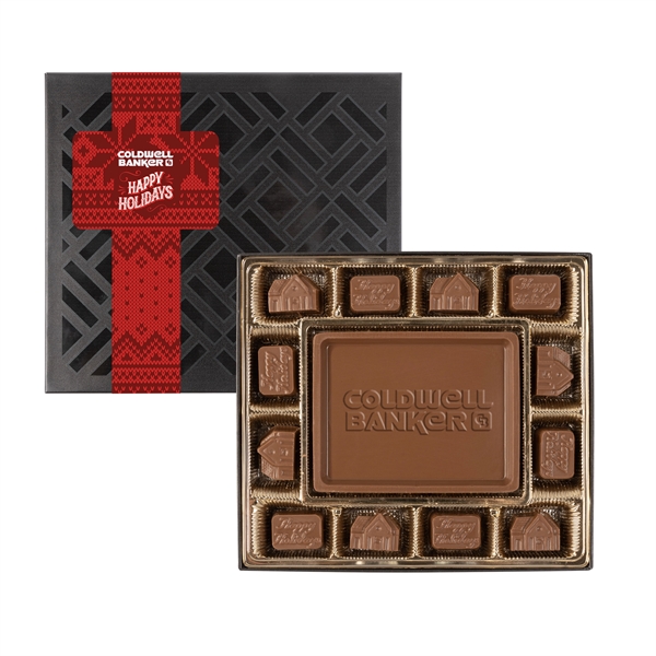 Custom Molded Chocolate Gift Box with Square Full Color Band... from ASI 44900 NC Custom (CI/Lanco) / Chocolate Inn