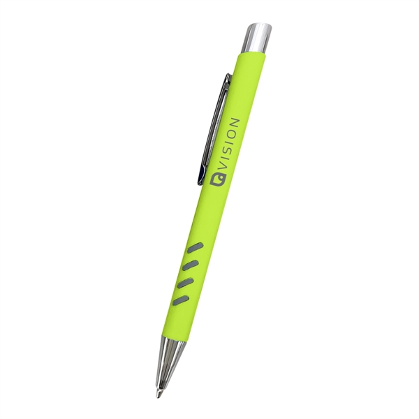 Plunger-action rubberized aluminum Brea pen with a unique grip design.... from ASI 61125 Hit Promotional Products / Hit®