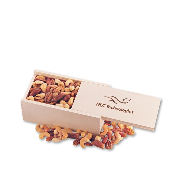 Wooden collector's box filled with deluxe mixed nuts.... from ASI 68680 Maple Ridge Farms Inc