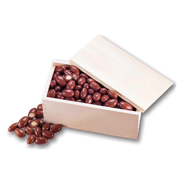 Wooden collector's box filled with chocolate covered almonds.... from ASI 68680 Maple Ridge Farms Inc