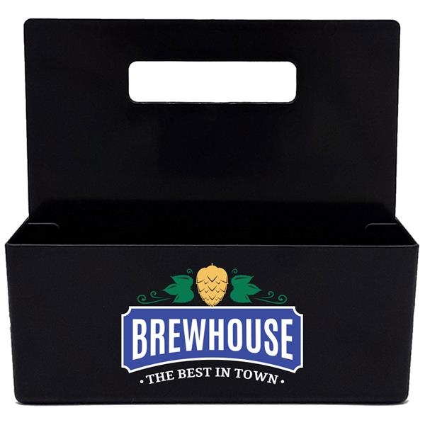 Black plastic table caddy with carrying handle that divides it into... from ASI 62677 iline PROMO (The Innovative Line) / iline PROMO (The Innovative Line)