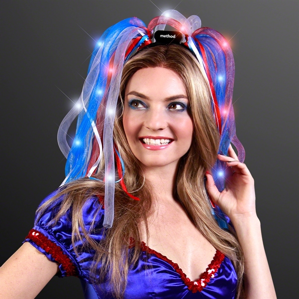Blank or imprinted. Custom Light Up Hair Noodles Headband... from ASI 34194 ALightPromos / Alight Promotional Products