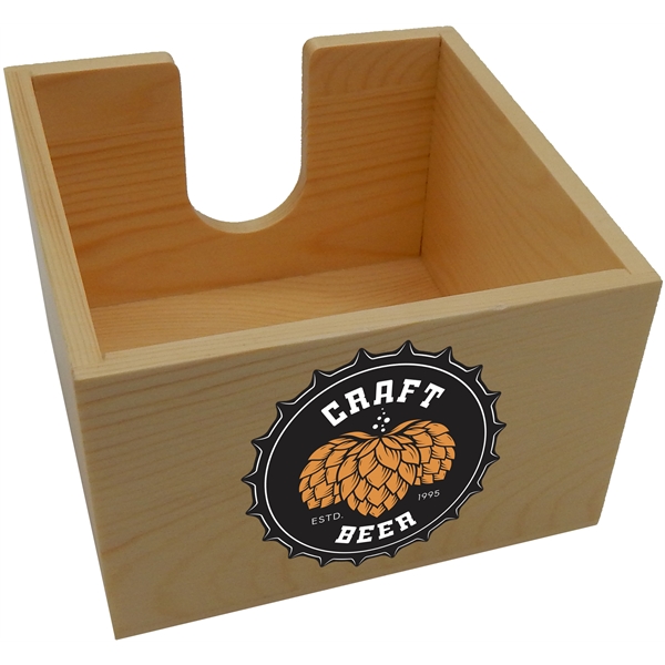 5.54" x 5.54" x 4.36" square shaped blond wood napkin holder.... from ASI 62677 iline PROMO (The Innovative Line) / iline PROMO (The Innovative Line)