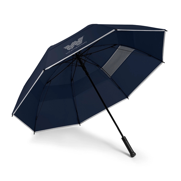 Golf umbrella with 62" arc, industrial-strength fiberglass, reflective accents, large mesh... from ASI 76730 Peerless Umbrella Co Inc / Threads By Peerless