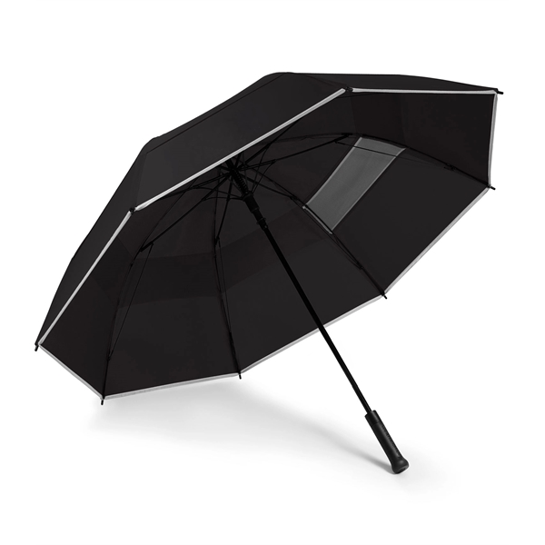 Golf umbrella with 62" arc, industrial-strength fiberglass, reflective accents, large mesh... from ASI 76730 Peerless Umbrella Co Inc / Threads By Peerless