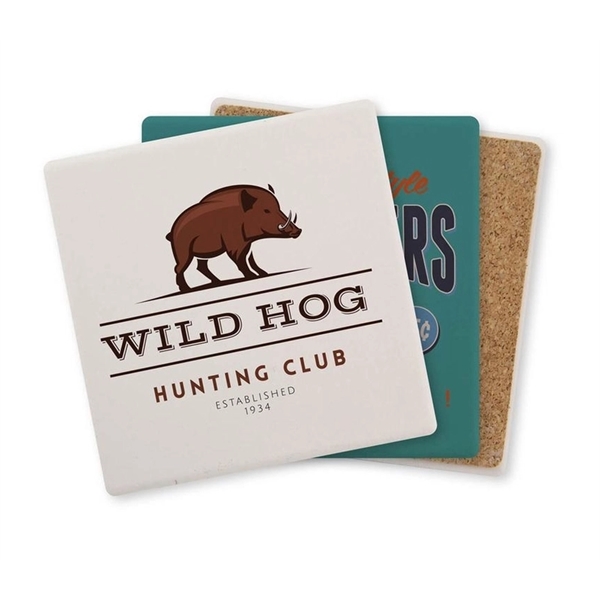 Condensation absorbing, single ceramic coaster with 1 color 1 location silkscreen... from ASI 37218 Athena Promo (tm)