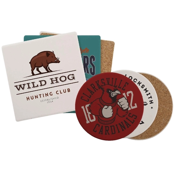 Condensation absorbing, single ceramic coaster with 1 color 1 location silkscreen... from ASI 37218 Athena Promo (tm)