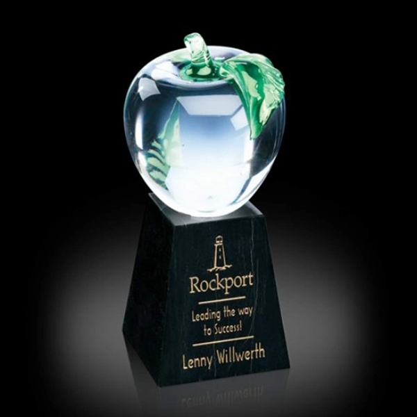 2.75" Glass Apple mounted on Tall Marble Base... from ASI 84592 St Regis Group / St Regis