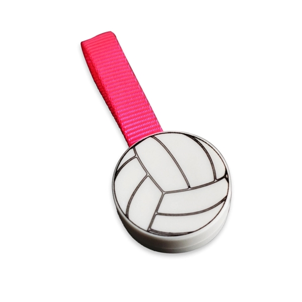 Round plastic blinking LED keylight with batteries and webbing... from ASI 37218 Athena Promo (tm)