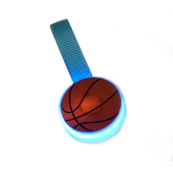 Round plastic blinking LED keylight with batteries and webbing... from ASI 37218 Athena Promo (tm)