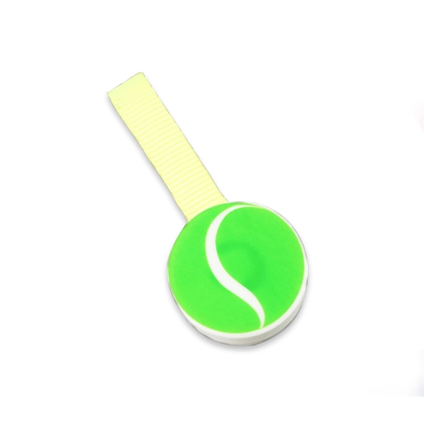 Round plastic blinking LED keylight with batteries and webbing... from ASI 37218 Athena Promo (tm)