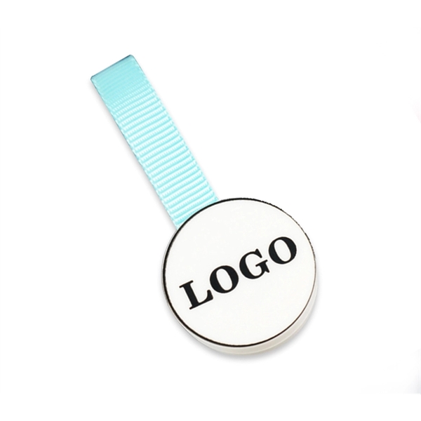 Round plastic blinking LED keylight with batteries and webbing... from ASI 37218 Athena Promo (tm)