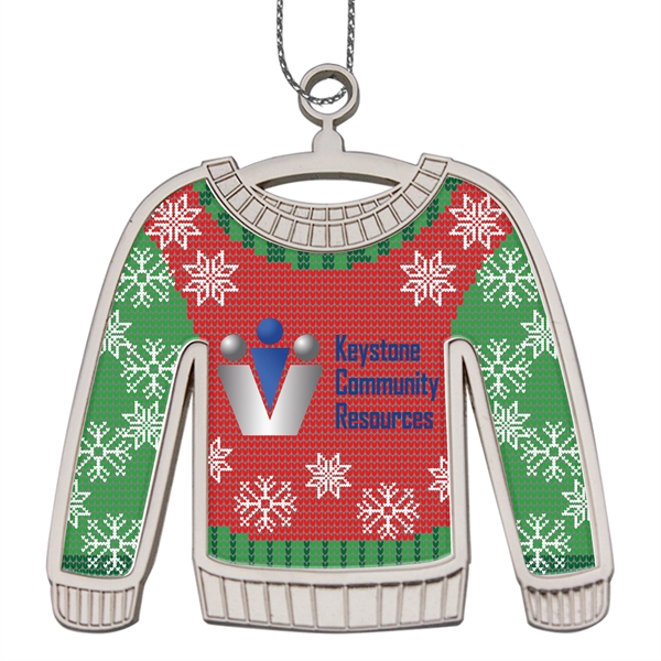 2.5" die cast zinc alloy Christmas ugly sweater two-sided hanging ornament.... from ASI 52263 EMT / EMT EMT EASY