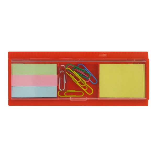 Plastic organizer for paper clips, ruler and sticky notes.... from ASI 99030 Zipline / MainStream Promotions™