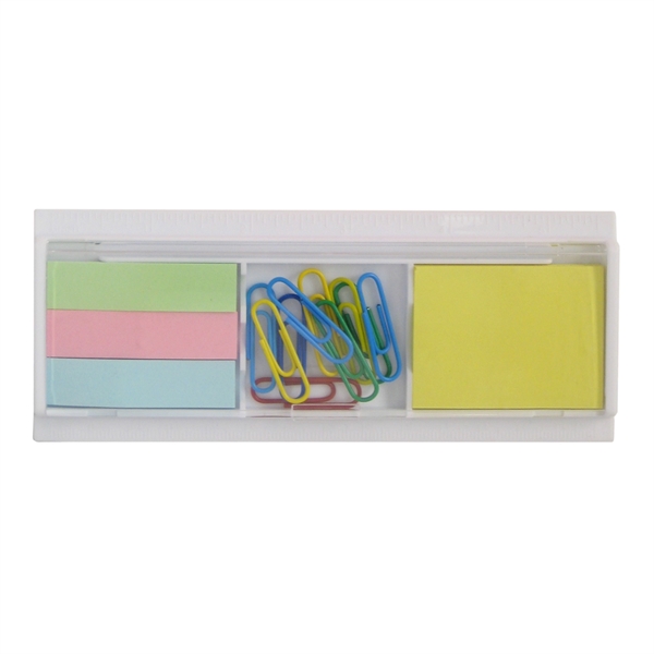Plastic organizer for paper clips, ruler and sticky notes.... from ASI 99030 Zipline / MainStream Promotions™