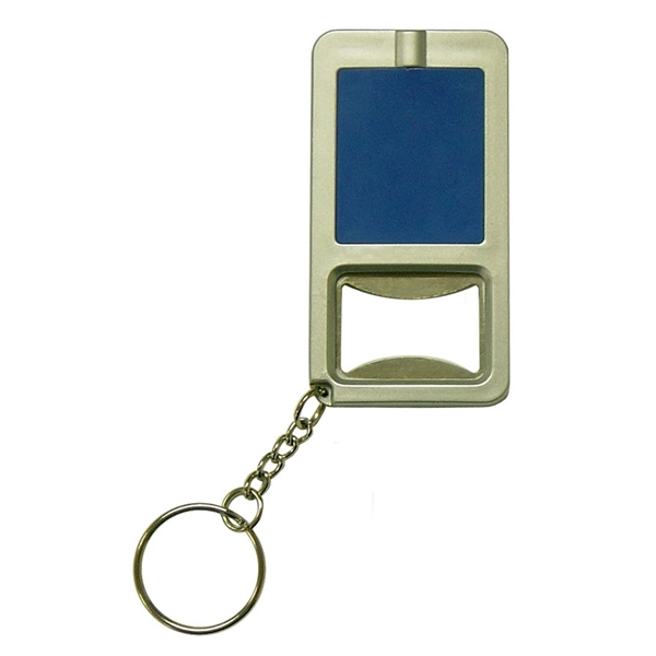 Plastic bottle opener key chain with LED light.... from ASI 99030 Zipline / MainStream Promotions™