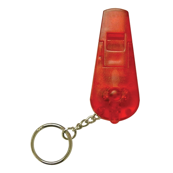 Plastic whistle key chain with red LED light.... from ASI 99030 Zipline / MainStream Promotions™