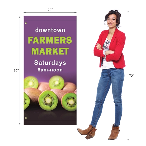 Custom digitally printed polyester avenue banner. 60"H x 29"W... from ASI 80228 Quinn