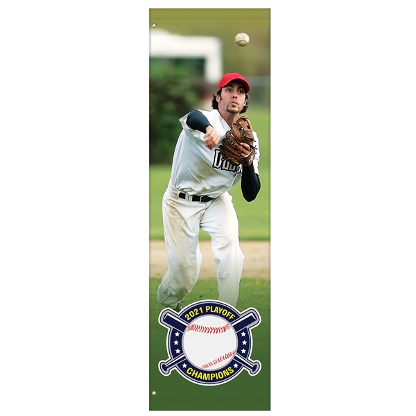 Custom digitally printed polyester avenue banner. 96"H x 29"W... from ASI 80228 Quinn