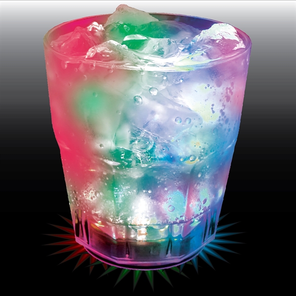 9 oz. Light-Up Plastic Rocks Glass. 3 Lights & 6 lighting... from ASI 61952 Howw Mfg Co Inc / Howw USA
