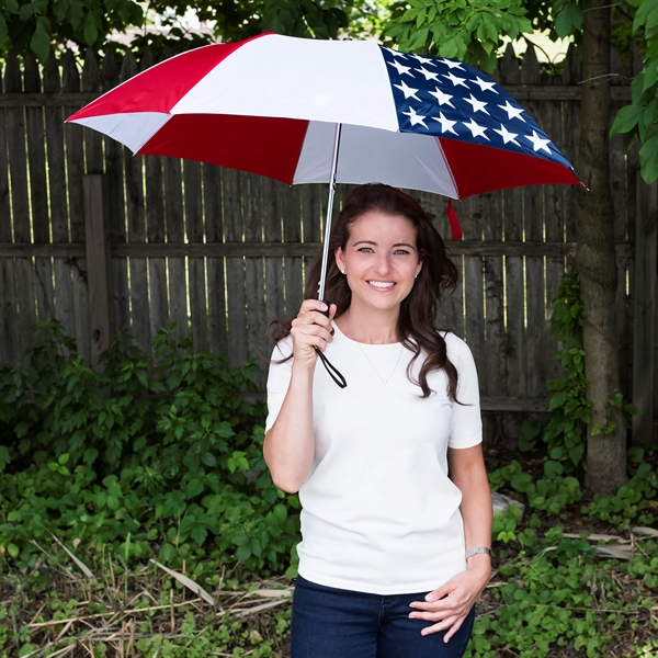 Patriotic design, automatic opening umbrella with 42" arc. Measures 15" long... from ASI 89955 StrombergBrand
