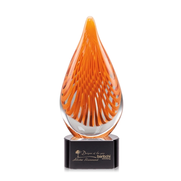 Hand blown art glass award, 7 1/2" high, on a black... from ASI 84592 St Regis Group / St Regis
