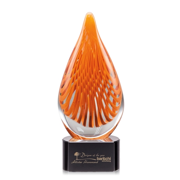 Hand blown art glass award, 7 1/2" high, on a black... from ASI 84592 St Regis Group / St Regis