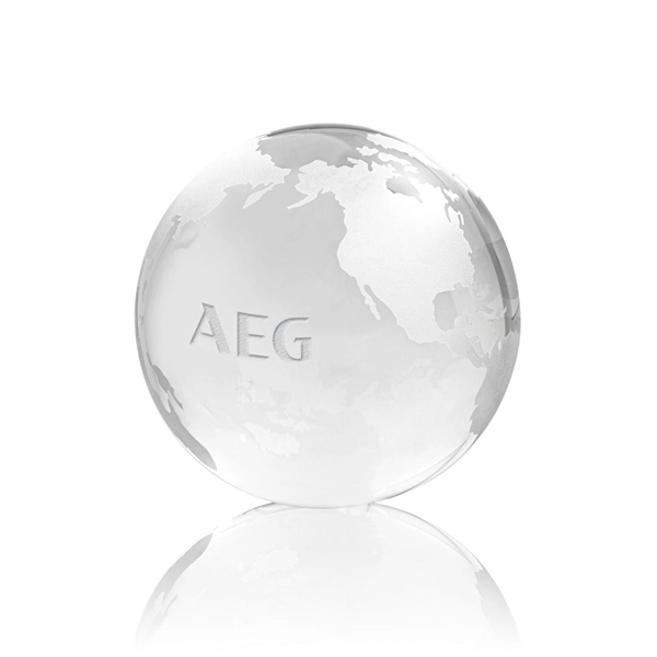 Optical crystal globe award with etched continents.... from ASI 84592 St Regis Group / St Regis