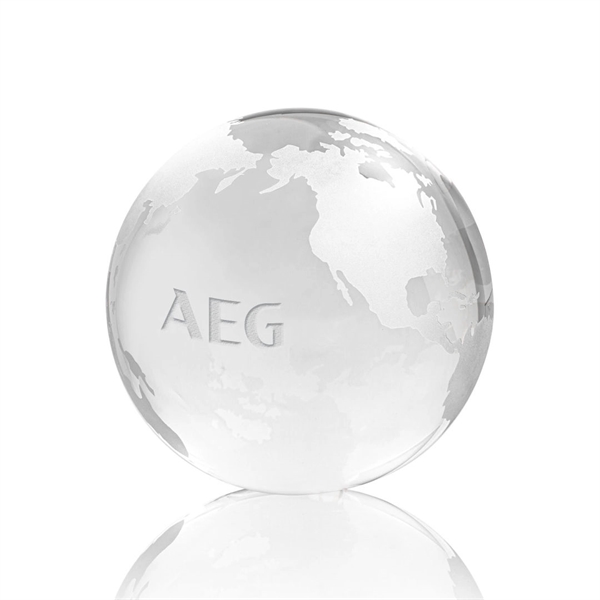 Optical crystal globe award with etched continents.... from ASI 84592 St Regis Group / St Regis