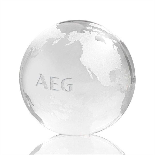 Optical crystal globe award with etched continents.... from ASI 84592 St Regis Group / St Regis