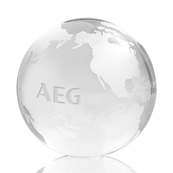 Optical crystal globe award with etched continents.... from ASI 84592 St Regis Group / St Regis