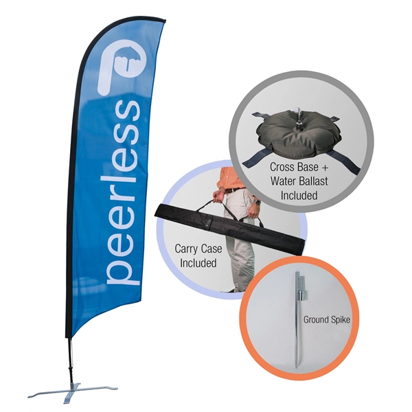 Bow-shaped 110 gram pongee or polyester double sided banner flag banner.... from ASI 76730 Peerless Umbrella Co Inc
