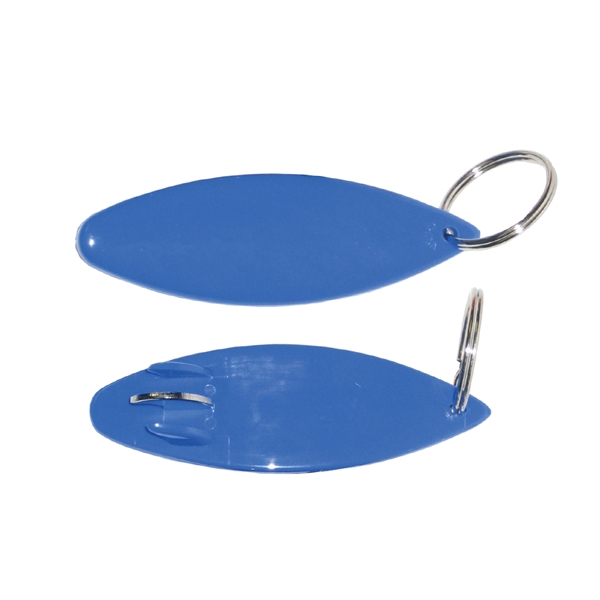 Plastic surfboard shaped bottle opener with metal insert and key ring.... from ASI 63073 Openers.Beer / Openers Plus Hobow Caps and Beverage Tools