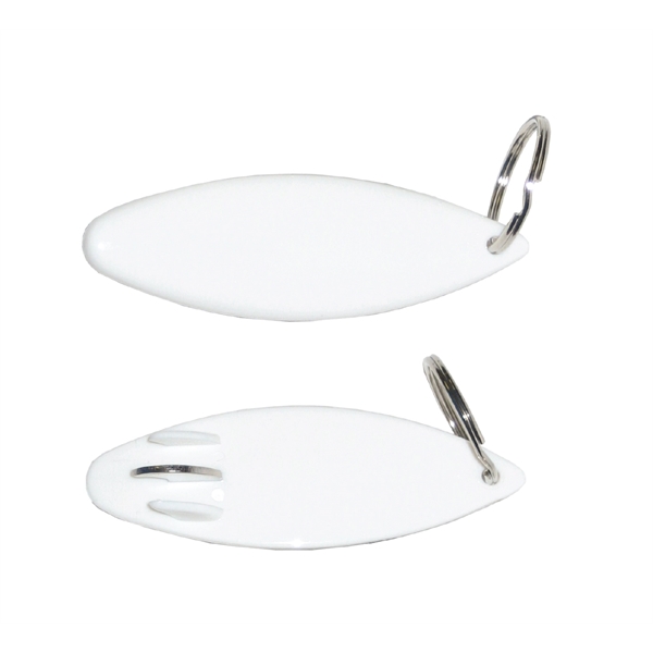 Plastic surfboard shaped bottle opener with metal insert and key ring.... from ASI 63073 Openers.Beer / Openers Plus Hobow Caps and Beverage Tools