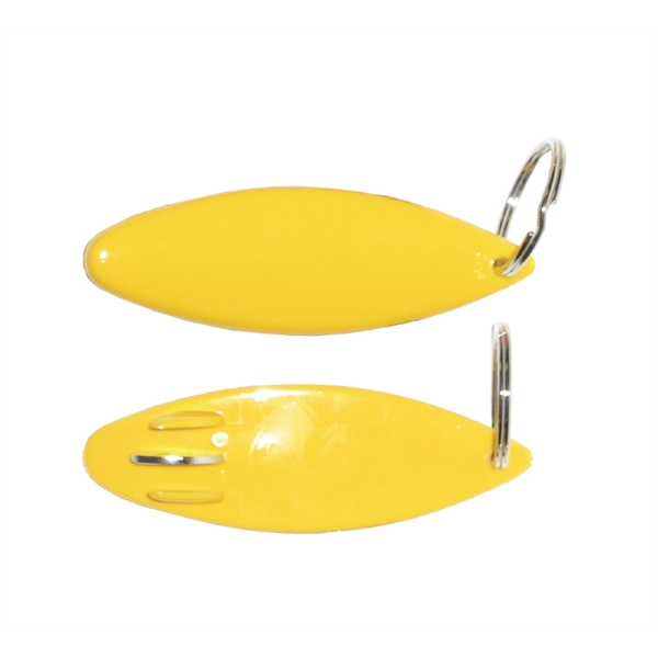 Plastic surfboard shaped bottle opener with metal insert and key ring.... from ASI 63073 Openers.Beer / Openers Plus Hobow Caps and Beverage Tools