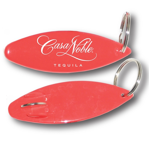 Plastic surfboard shaped bottle opener with metal insert and key ring.... from ASI 63073 Openers.Beer / Openers Plus Hobow Caps and Beverage Tools