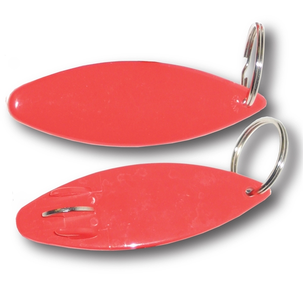 Plastic surfboard shaped bottle opener with metal insert and key ring.... from ASI 63073 Openers.Beer / Openers Plus Hobow Caps and Beverage Tools