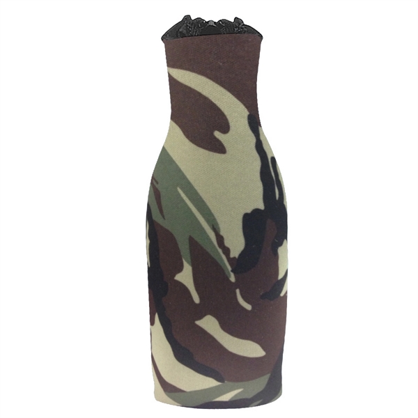 Long necked bottle insulator with zippered closure with O-ring pull.... from ASI 61125 Hit Promotional Products / Hit®