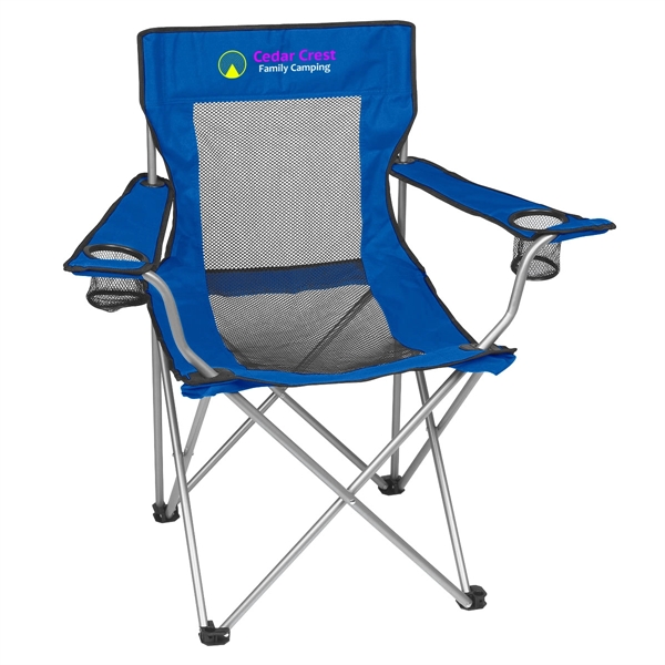 Mesh folding chair with carrying bag and 2 mesh cup holders.... from ASI 61125 Hit Promotional Products / Hit®