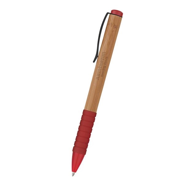 Bamboo design twist action pen with rubber grip for writing comfort... from ASI 61125 Hit Promotional Products / Hit®