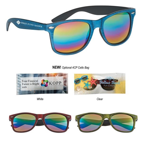 Woodtone Mirrored Malibu Sunglasses. Made Of Polycarbonate Material.  Iridescent Mirrored... from ASI 61125 Hit Promotional Products / Hit®