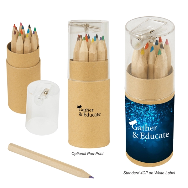 12-Piece colored pencil tube set with sharpener... from ASI 61125 Hit Promotional Products / Hit®