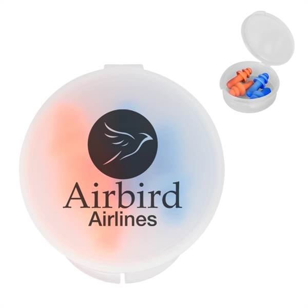 Ear plugs in a travel case for silencing the noise around... from ASI 61125 Hit Promotional Products / Hit®