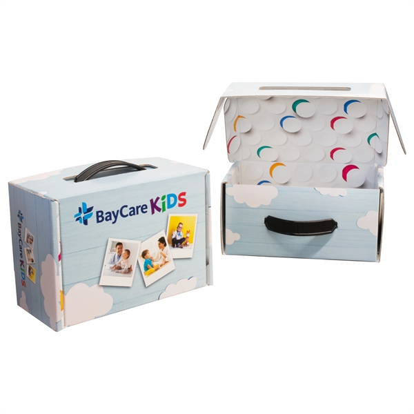 8" x 6.375" x 3.8" E-Flute box with plastic handle.... from ASI 90807 Tekweld