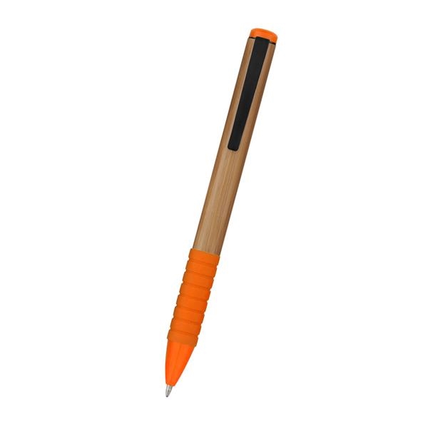 Bamboo design twist action pen with rubber grip for writing comfort... from ASI 61125 Hit Promotional Products / Hit®