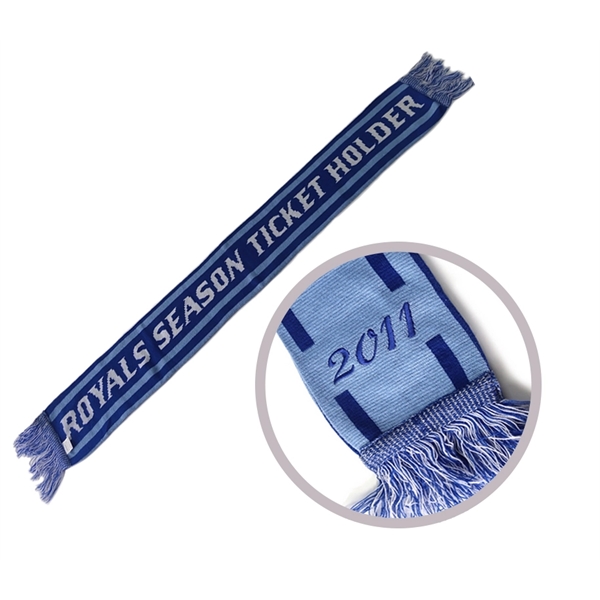 Two-layered knitted acrylic scarf with tassel with embroidery... from ASI 37218 Athena Promo (tm)